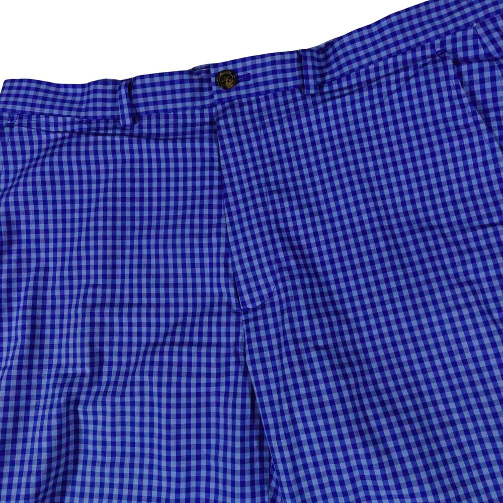 Brooks Brothers Shorts Blue Plaid Cotton Flat Front Chino Short Men's Size 38